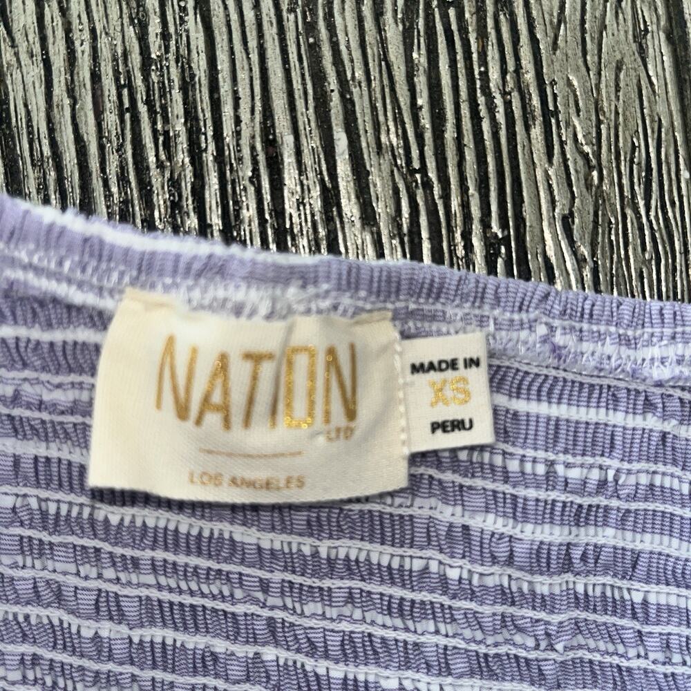 Nation LTD Vacation Stripe Lavender Purple 100% Pima Cotton Blondie Romper XS - Picture 8 of 8